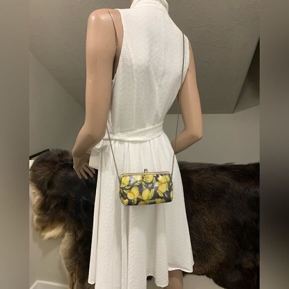 Handmade Cowhide Lemon Print Kisslock Small Clutch/Cosmetic bag/Phone Case - Picture 9 of 13